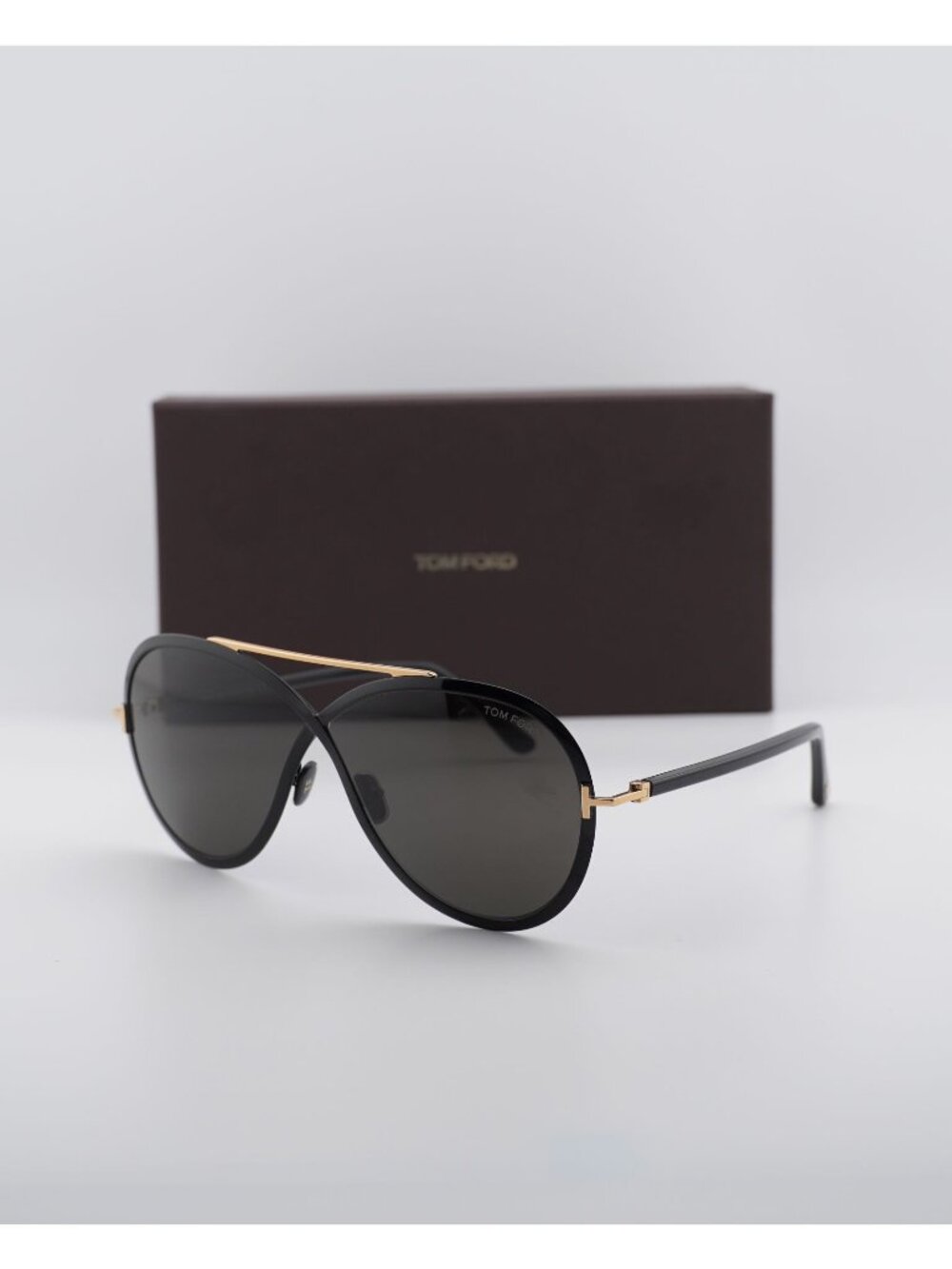 Tom Ford Rickie FT1007 01A Aviator Sunglasses - Black / Smoke